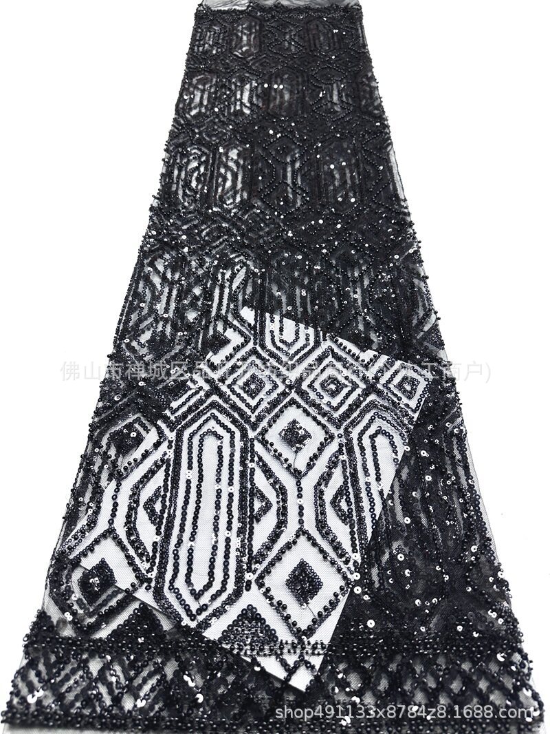 Oriente Medio Gaoding industria pesada bordada tela de brindis ropa de tela fábrica de venta directa de alta gama sequinilla bordada tela