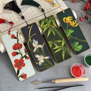 Non-heritage handmade cloisonne enamel painting diy gift bookmark material package flower cloisonne entry warm-up activity