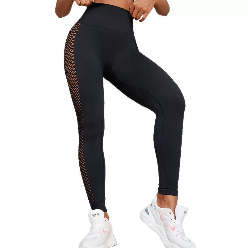 Pantalones de yoga huecos transfronterizos europeos y estadounidenses para mujeres de cintura alta y caderas apretadas leggings deportivas para adelgazar image 6