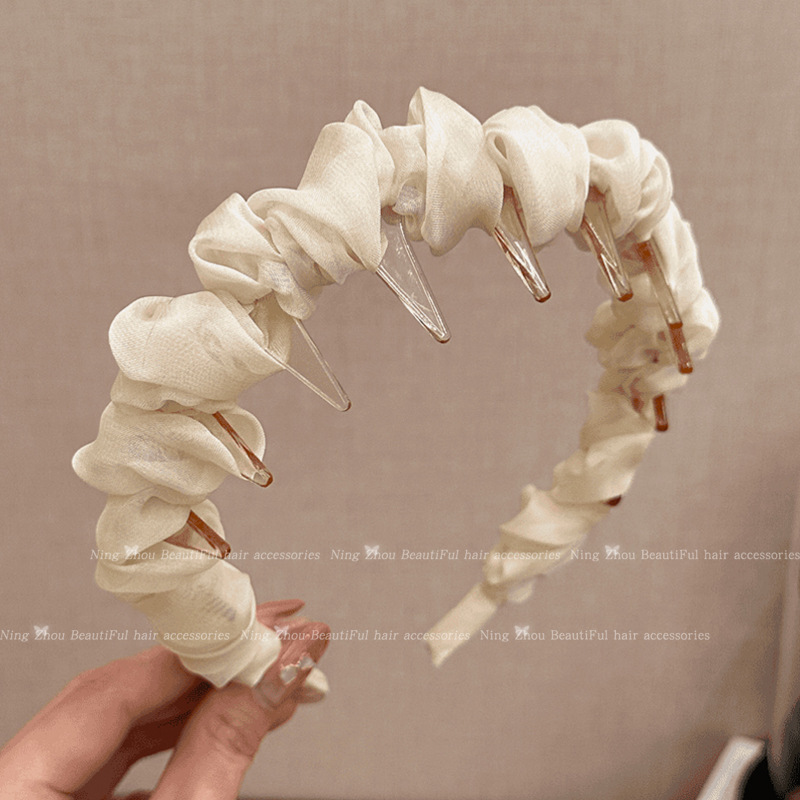 珍珠高颅顶发箍女2025新款夏季洗脸头箍高级感日常外戴压发卡发饰|undefined
