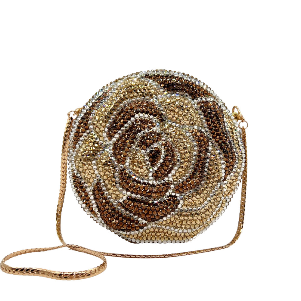 * flores redondas bolsas de diamante de banquete transfronterizas bolsas de diamante de fondo plano bolsas de diamante de banquete flores de mano bolsas de mujer bolsa de embrague