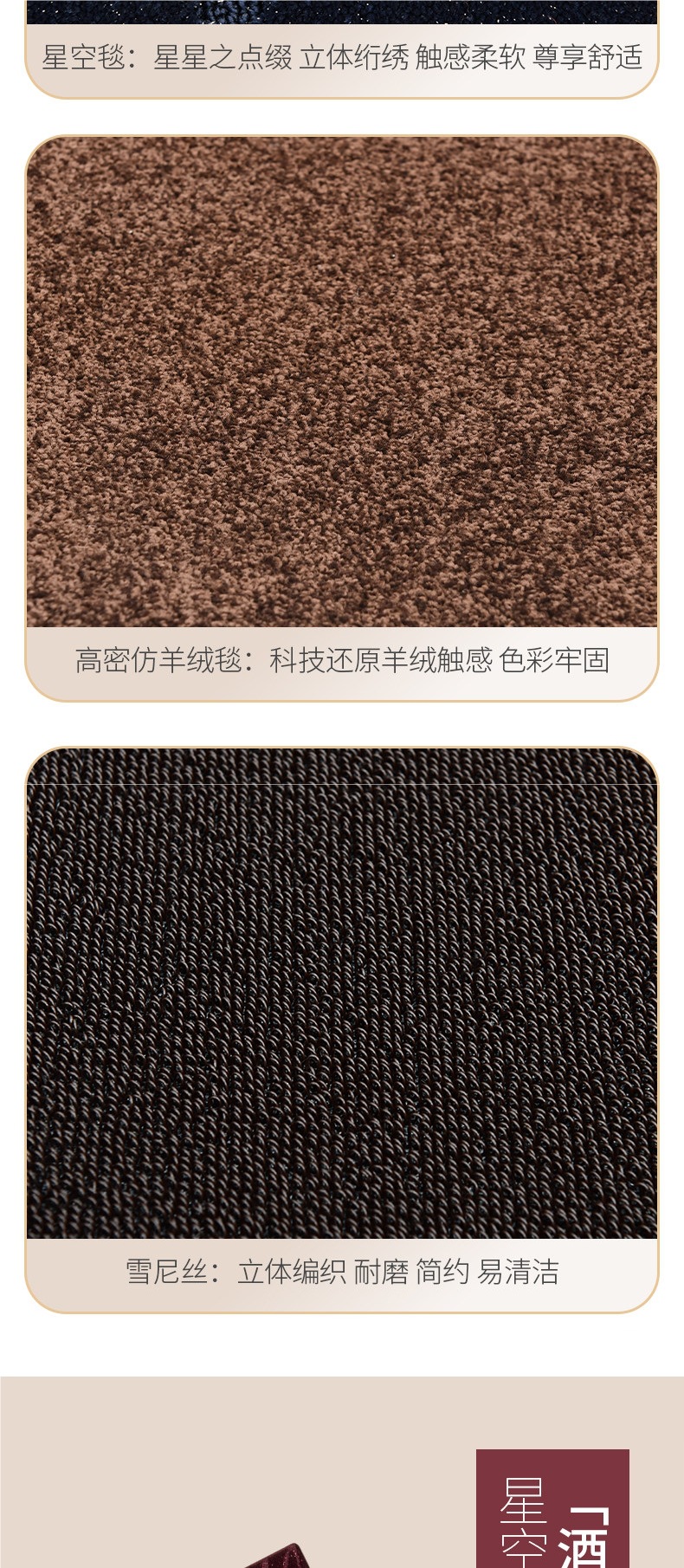 Car upper layer starry sky carpet floor mat, driver's seat replacement carpet, waterproof and wear-resistant, rear seat driver and passenger seats, other parts of the car