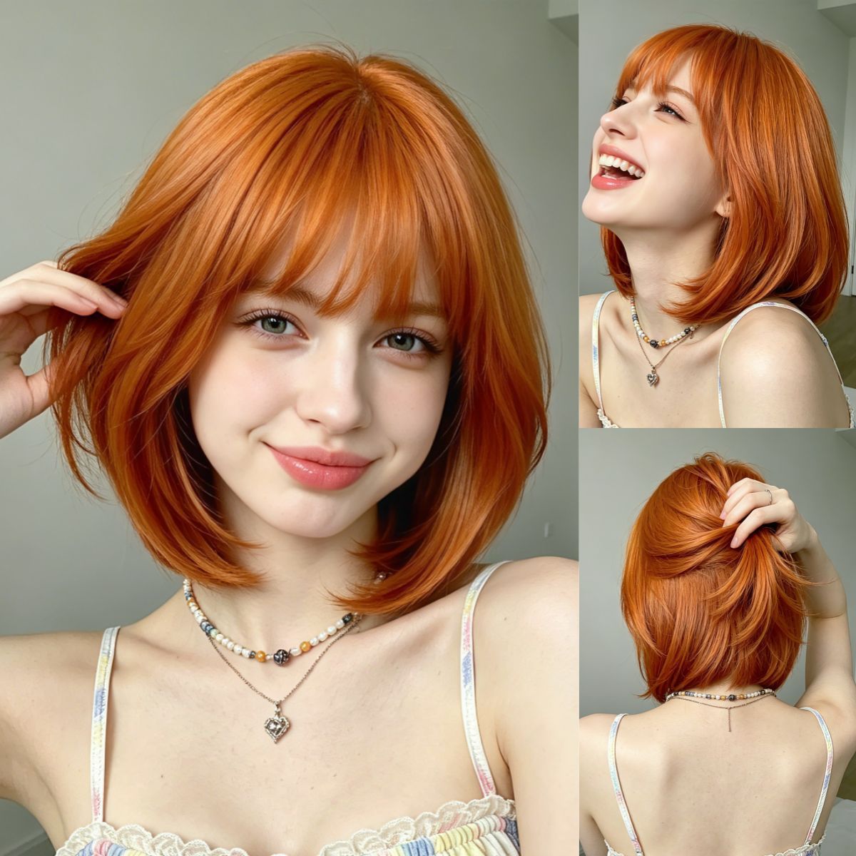 Peluca de comercio exterior de Amazon Cabello corto de las mujeres europeas y americanas flequillo recto Pelo corto Bobo cabeza Peluca de fibra química fábrica al por mayor image 1