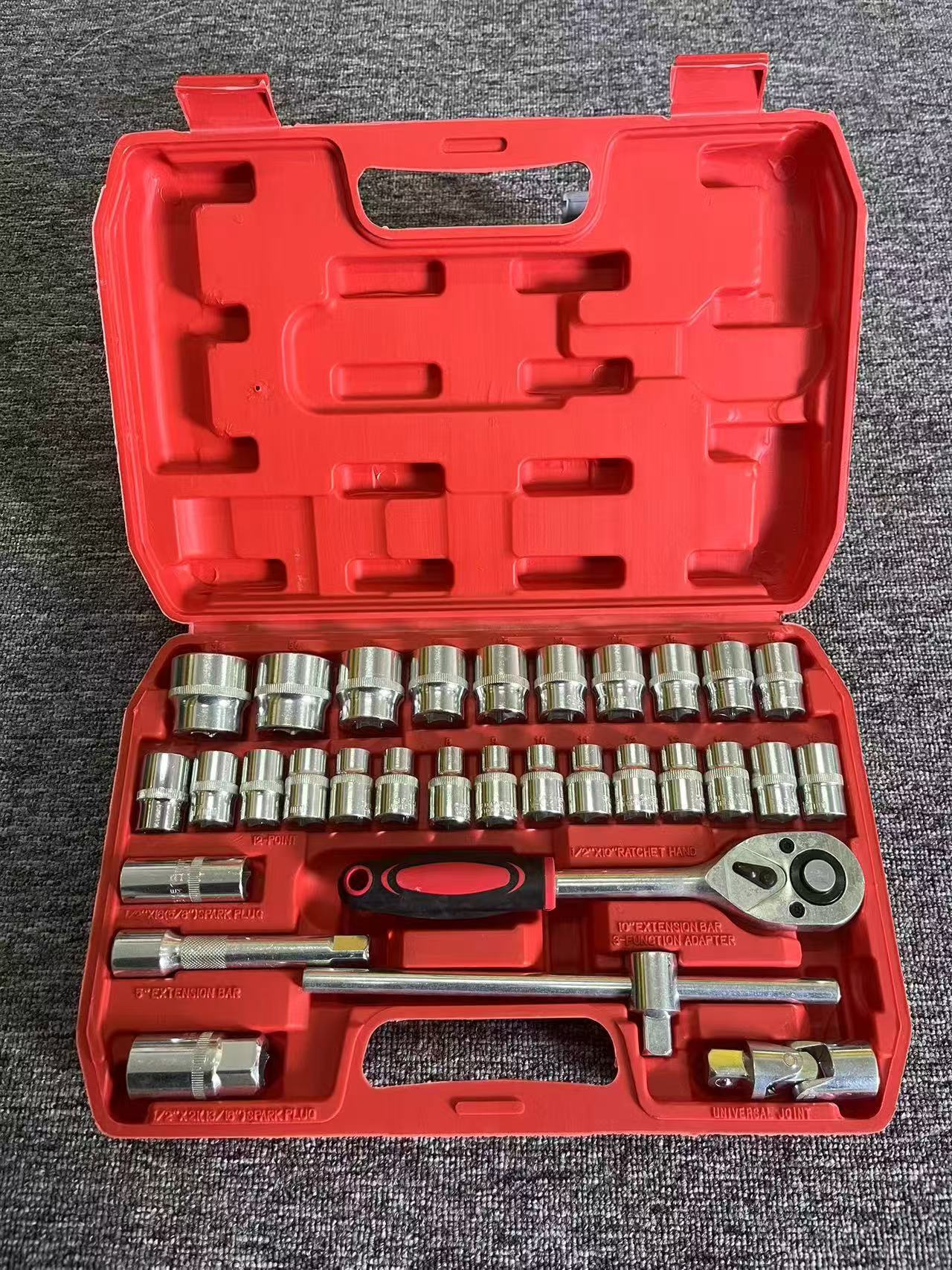 Fuente fabricante de herramientas de reparación de automóviles conjuntos de 32 piezas 37 piezas conjuntos de llave de trinquete rápida llave de manguito para automóviles y motocicletas