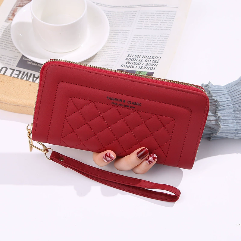 Long fashionable wallet with zipper, capacious universal small clutch bag, (Cross-border trading)