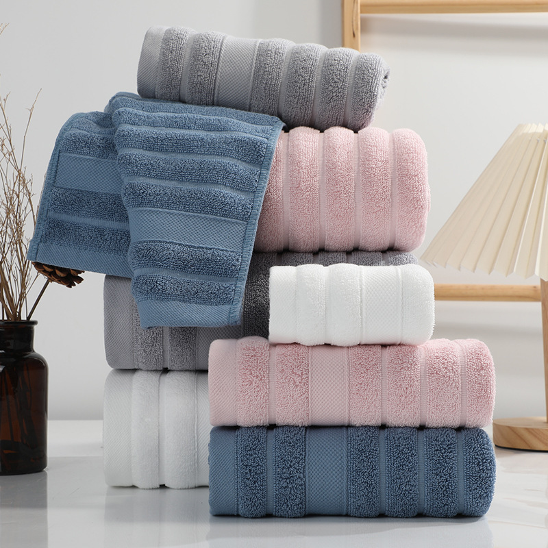Amazon Cross-Border Popular Thickened Face Wash Absorbent Pure Cotton 100 Lint-Free Bath Towel Towel Set Three-Piece Set