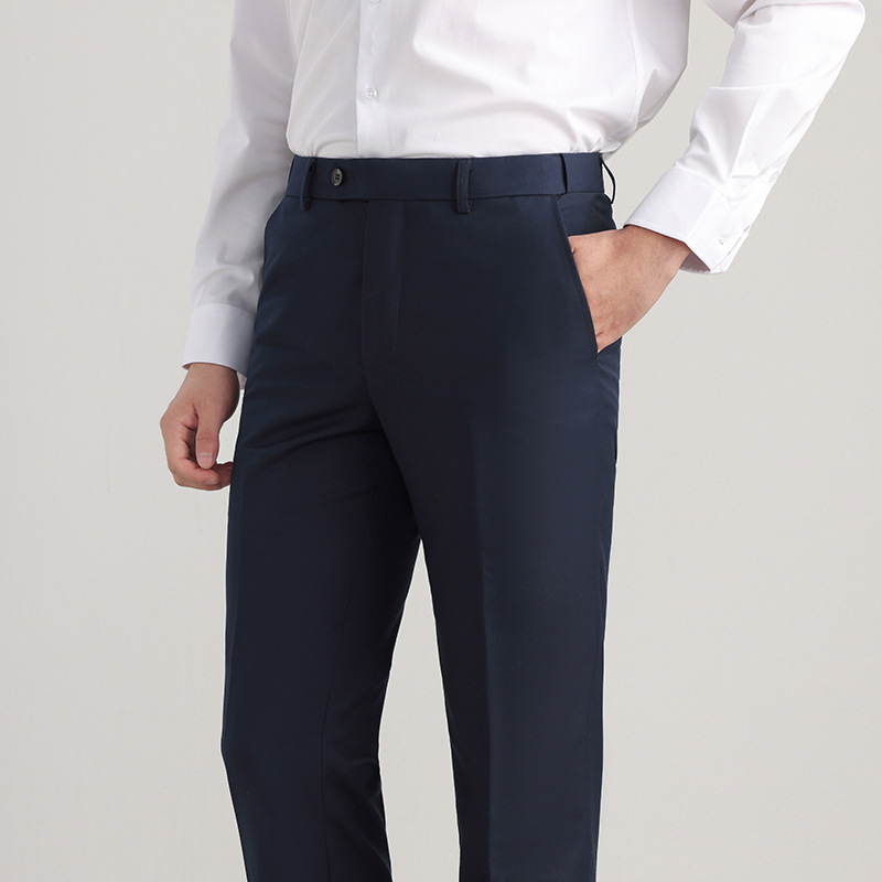 Pantalones de traje para hombre, pantalones de vestir profesionales para hombre, pantalones de negocios para hombre, pantalones negros de cintura media-alta y pierna recta, estilo de negocios ligero image 9