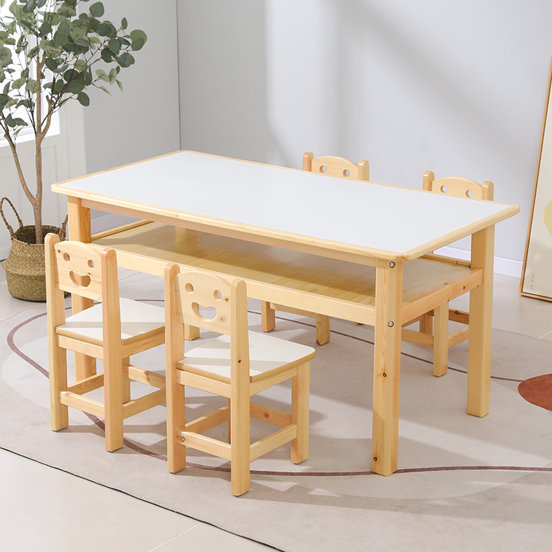 화이트 더블 레이어 목재 사이드 테이블 120*60*60CM 싱글 테이블