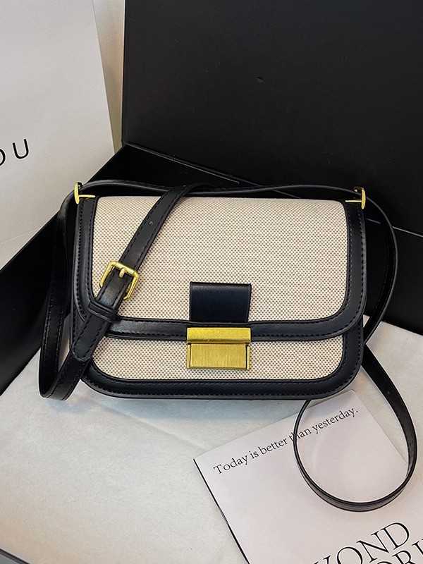 Nicho de diseño de lino empalmado bolso para mujeres 2024 nueva moda moda bolso cuadrado pequeño bolso casual simple mochila