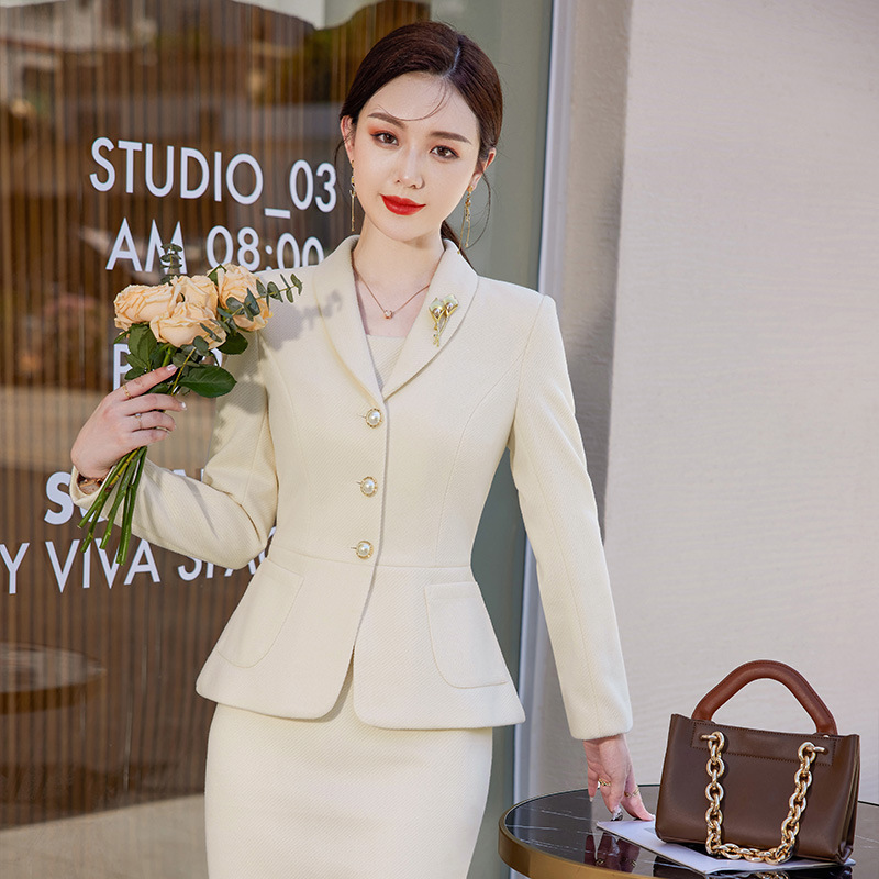Creamy-white suit suit women's 2023 new design professional single-breasted suit suit high-end work clothes