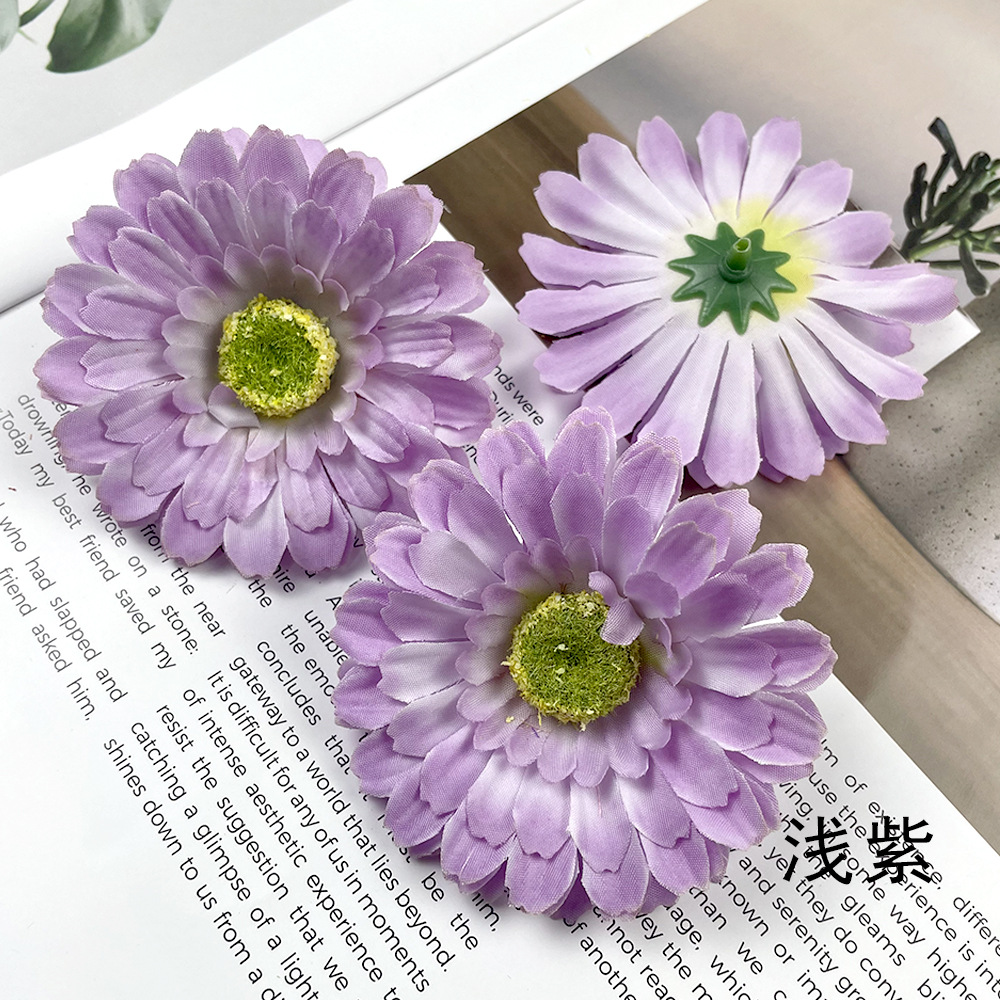 Simulación de la cabeza de gerbera Fulang crisântemo flores falsas DIY tocado material de pinza de flores de fotografía en el hogar adornos florales