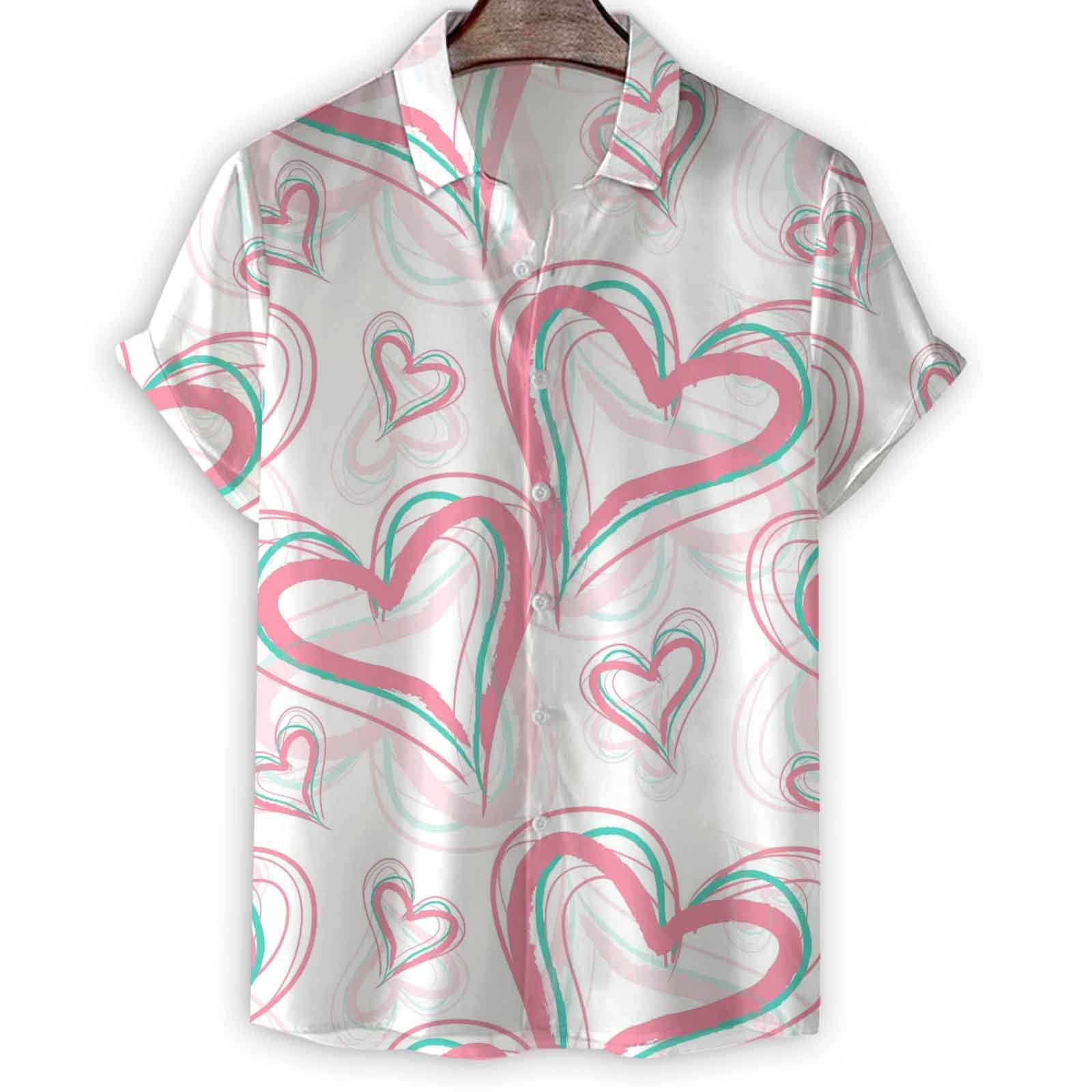 3d love blusa de manga corta con estampado digital, cita romántica, camisa de un solo pecho transpirable de estilo casual de todo fósforo MB1