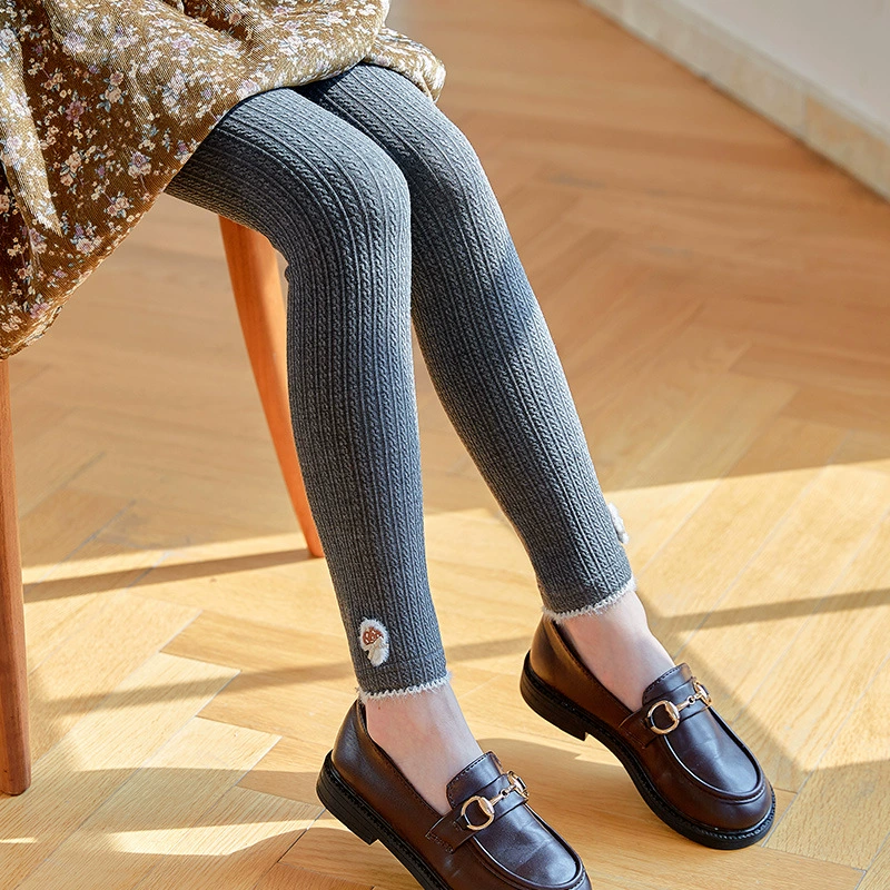 Зимние тёплые детские л leggings, бархатные колготки, штаны, западный стиль