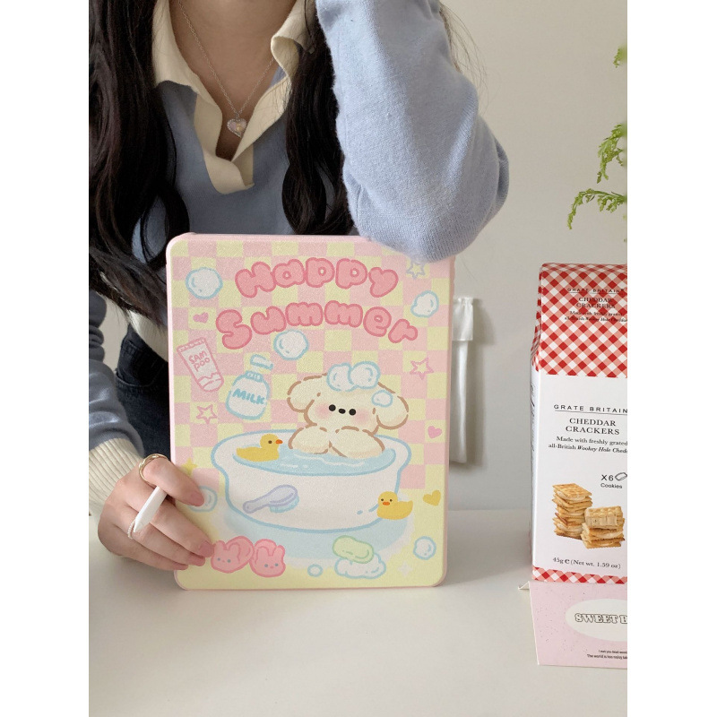 Cute Fish Tank Puppy Suitable for iPad Tablet Protective Cover Pro with Pen Slot Mini Rotating Stand Air Cartoon 10