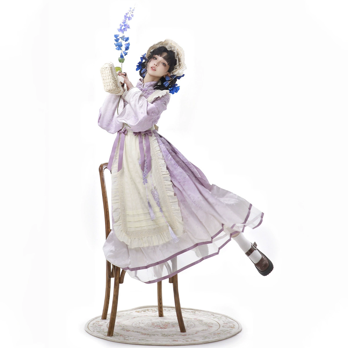 Оригинальное платье-фартук Xiongdoujiang Wisteria Thoughts в стиле Лолита для женщин, повседневный милый наряд 9415