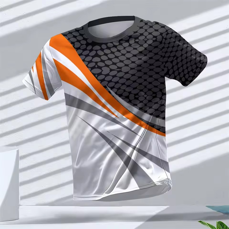 Europa y América AliExpress Cross-border hombres deportes de verano malla suelta transpirable y deshumidificación manga corta cuello redondo camiseta impresión 3D