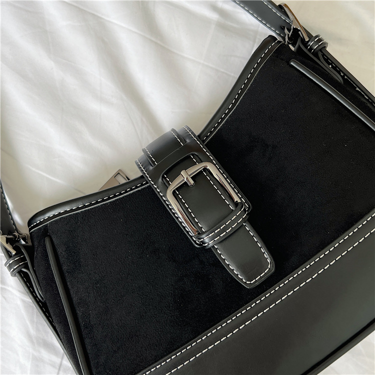 2024 new shoulder splicing autumn winter suede underarm bag fashionable and versatile plush handbag_voghion.com