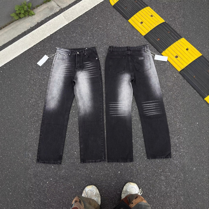 Cross-Border Authentic Mm6 Margiela In-Stock Real-Shot Digital Logo Distressed Loose Straight-Leg Jeans Couple Style Cross-Border Authentic Mm6 Margiela In-Stock Real-Shot Digital Logo Distressed Loose Straight-Leg Jeans Couple Style
