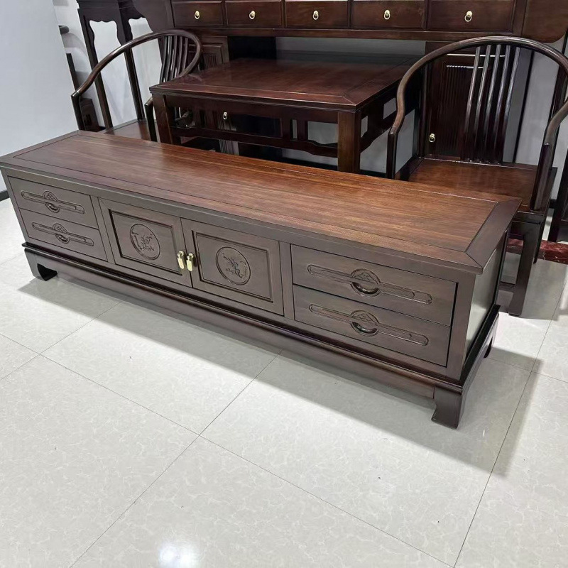 Estilo chino nuevo estilo chino neoclásico ébano mueble de TV de madera maciza todo en uno moderno