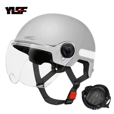 Motosiklet kaskı (dəbilqə) – Standard Certified Electric Vehicle Helmets - gray-short-white-lenses