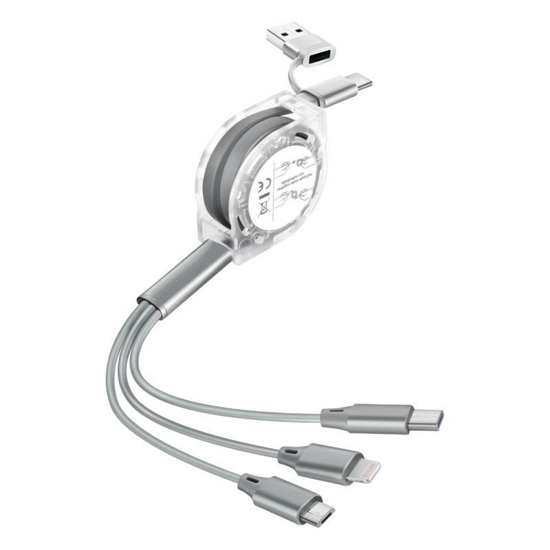 2023 regalo creativo uno a tres cable de datos telescópico tres en uno cable de carga de almacenamiento multifuncional spot al por mayor