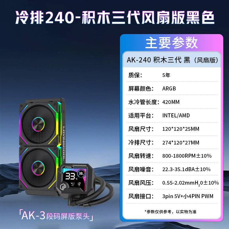 Снятый экран 360, радиатор CPU для компьютера, ARGB, интеллектуальный дисплей температуры, охлаждающий вентилятор для интегрированной системы водяного охлаждения