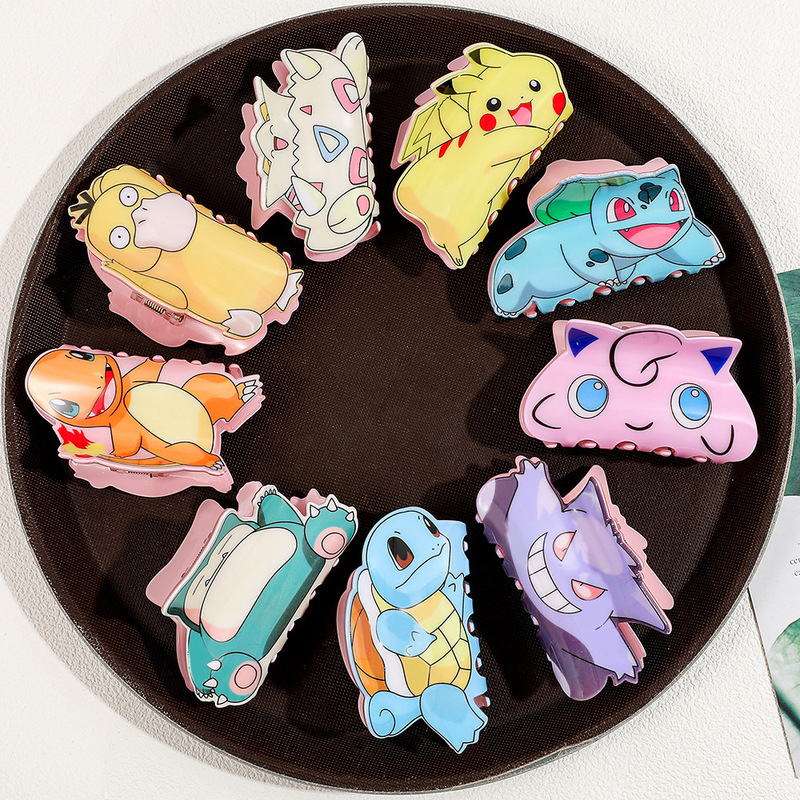 Cross-Border Popular Pokémon Exquisite Cartoon Gripper Acrylic Hair Gripper Student Hair Ponytail Gripper