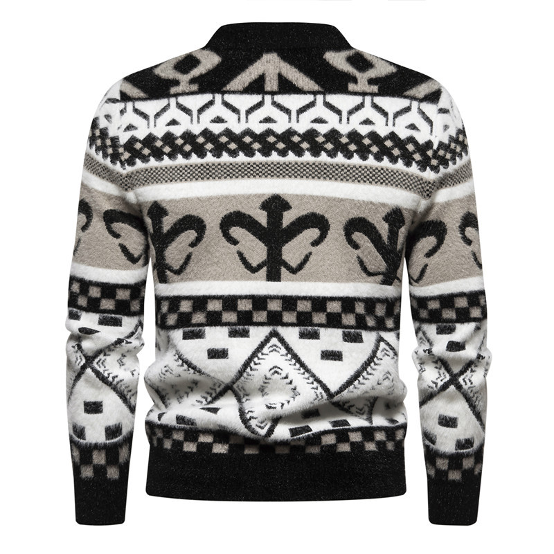 men's sweaters autumn and winter new fashion printed round neck sweaters retro sweaters men's tops_voghion.com