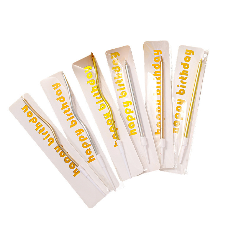 Vela, lápiz individual, cera curva, embalaje independiente, plata chapada en oro, vela curva única, decoración de pastel navideño