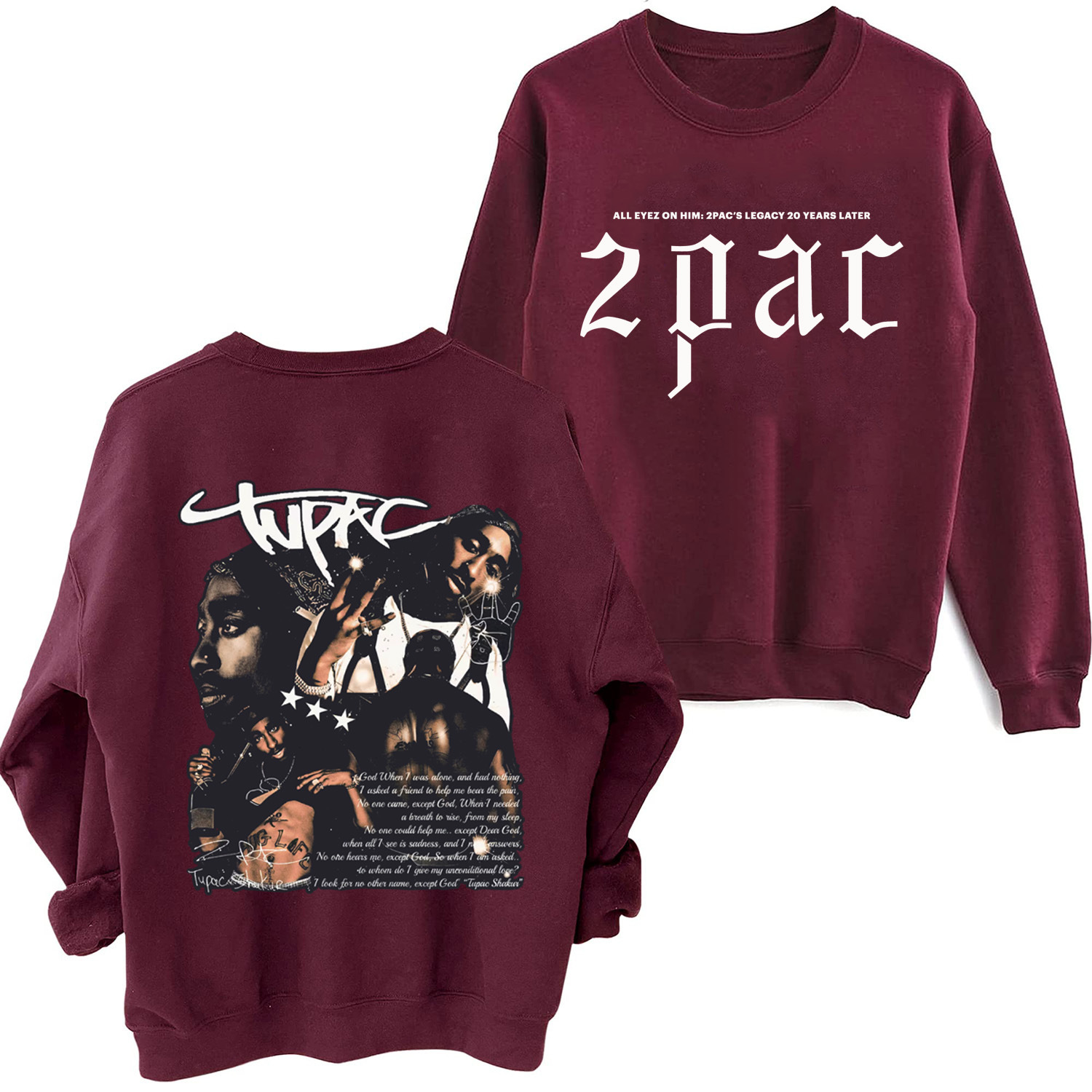 Tupac Shakur 2pac Sweatshirt Harajuku Round Neck Long Sleeve