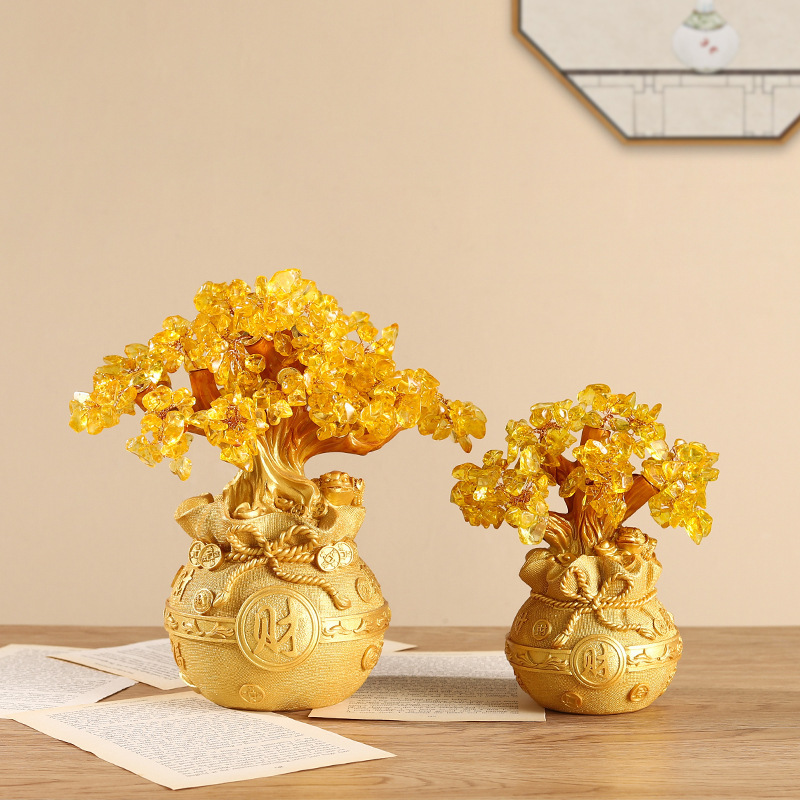 Golden Money Tree Money Tree Lucky Bag Money Tree Ornament Living Room Office Entrance Wine Cabinet High-End Decoration