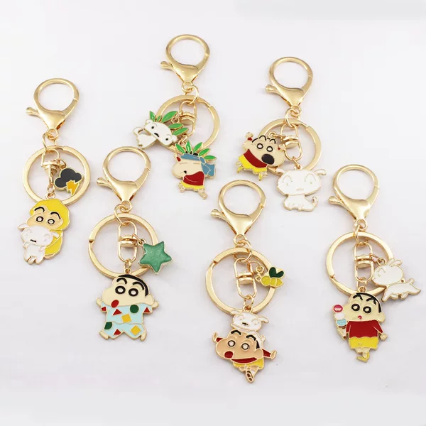 Alloy key ring cute cartoon Crayon small new cartoon couple keychain girlfriends bag pendant accessories gift
