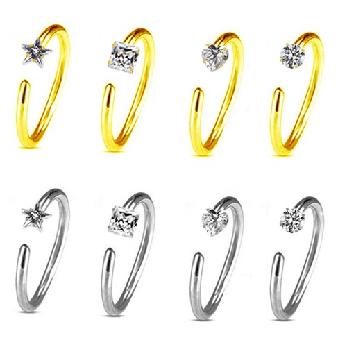 Gaibei European and American cross-border five-star heart-shaped square round stainless steel nose ring 0.8*8mm nose ring nose ornament