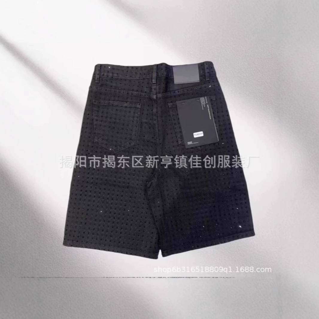 Модные и стильные джинсовые шорты с камнями, лето 2025, новые японские свободные широкие шорты до колена для мужчин