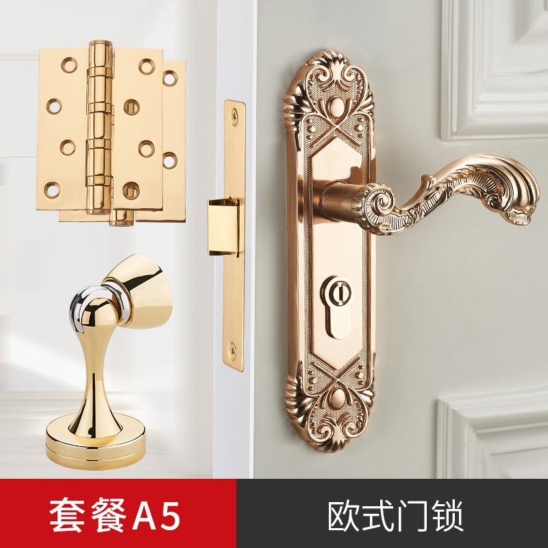 Evergrande PVD oro sola lengua mudo de madera cerradura de la puerta interior dormitorio Hogar Universal habitación puerta cerradura manija de la puerta