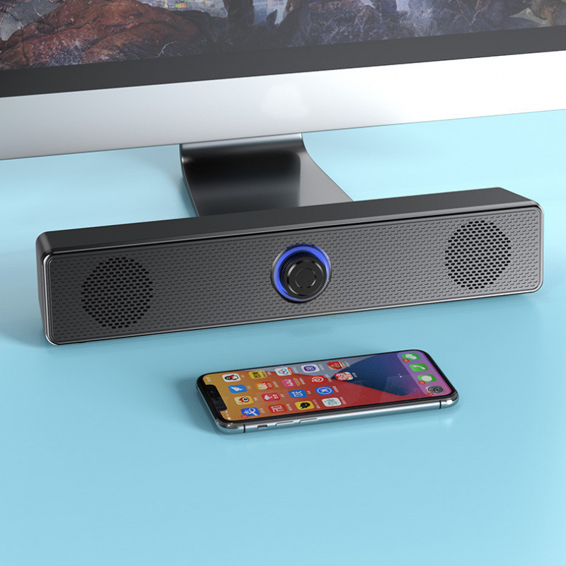 350T マルチメディアデスクトップオフィスホーム重低音 USB 有線小型スピーカーコンピュータオーディオライト付き|undefined