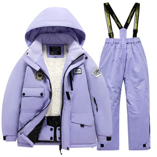 Children's Ski Suit suit Outdoor Thickened Waterproof Windproof Warm Boys' Ski Suit for Small, Medium and Large Children