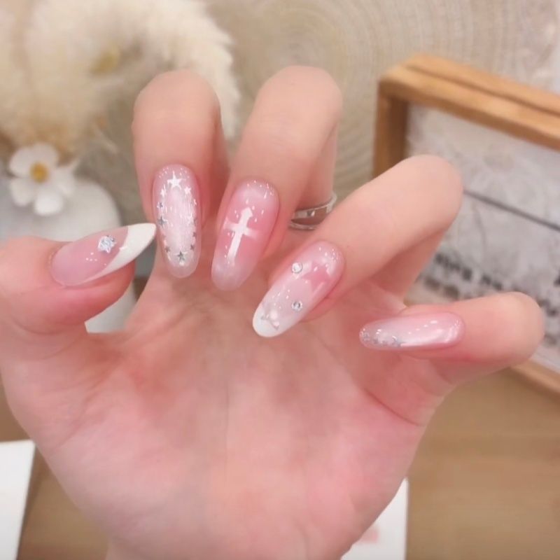 10 piezas de armadura de vestir de ojo de gato, armadura hecha a mano prefabricada, parche de uñas de estilo nacional, uñas terminadas, estilo extraíble image 136