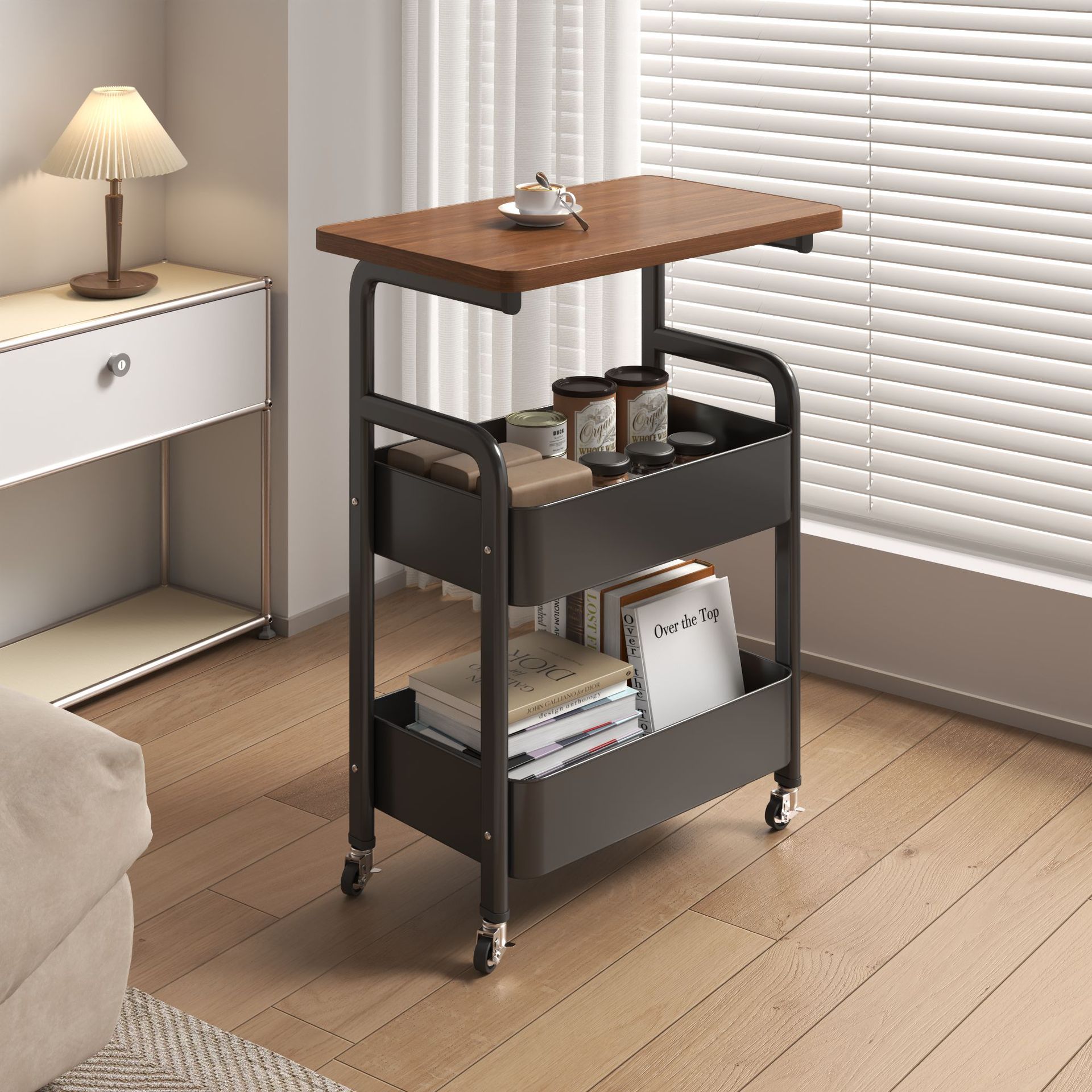 Bedside Table, Movable Coffee Table, Trolley, Sofa Side Table, Bedside Storage Rack, High Table, Living Room Snack Storage Rack