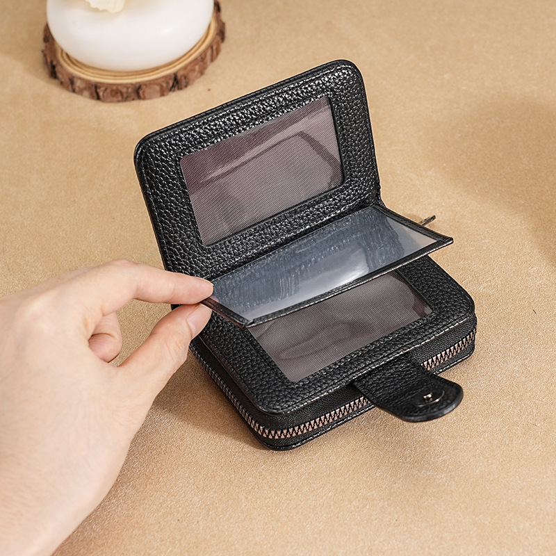 Transfronterizos de cuero de mujer litchi estampado multifuncional órgano de hombre billetera de cremallera billetera de certificados