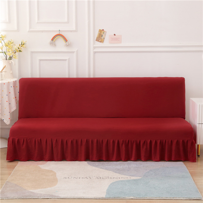 Skirt-style Armless Bed Cover Foldable Simple Sofa Slipcover Solid Color Modern Minimalist Cross-border Exclusive_voghion.com