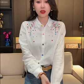复古高级感衬衣洋气小众上衣春新中式国风刺绣衬衫女长袖新款
