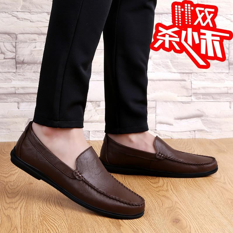 2019 men's shoes leather shoes loafers f...