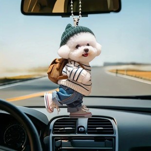 Cross-border new creative cute puppy backpack pendant acrylic car pendant rearview mirror decoration pendant