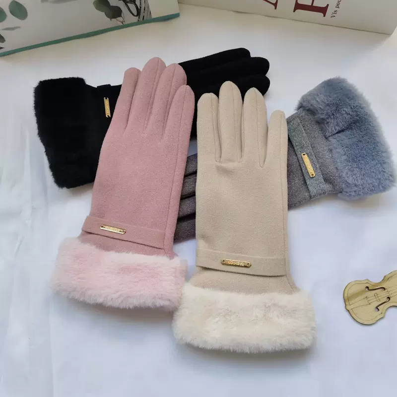 加绒加厚防风触屏手套 女士冬季骑行保暖 手套批发源头厂家德绒