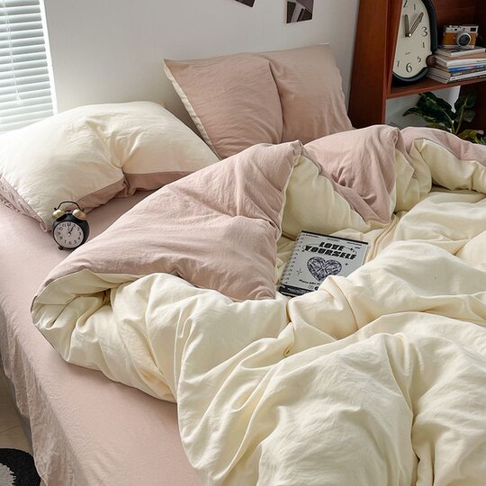 Ins-style New Skin-friendly Class A Washable Cotton Four-piece Bed Sheet Quilt Cover Dormitory Three-piece Bed Cover Bedding