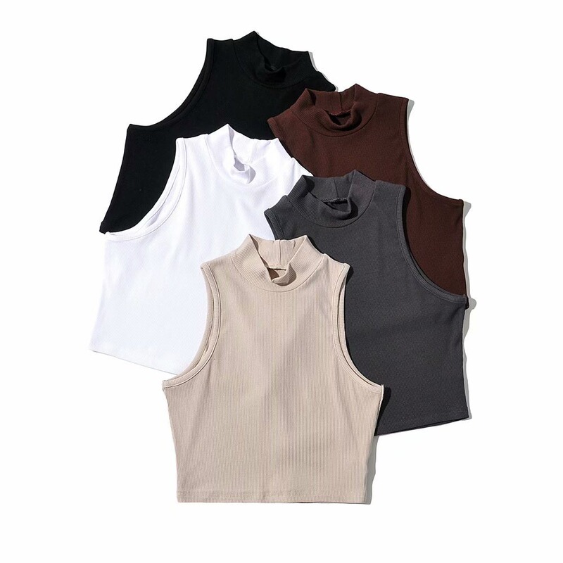 Sleeveless Stand Collar Exposed Navel Short Slim Fit Small Vest 2021 Summer New Trendy Fashion Women's Clothing Wholesale Sleeveless Stand Collar Exposed Navel Short Slim Fit Small Vest 2021 Summer New Trendy Fashion Women's Clothing Wholesale
