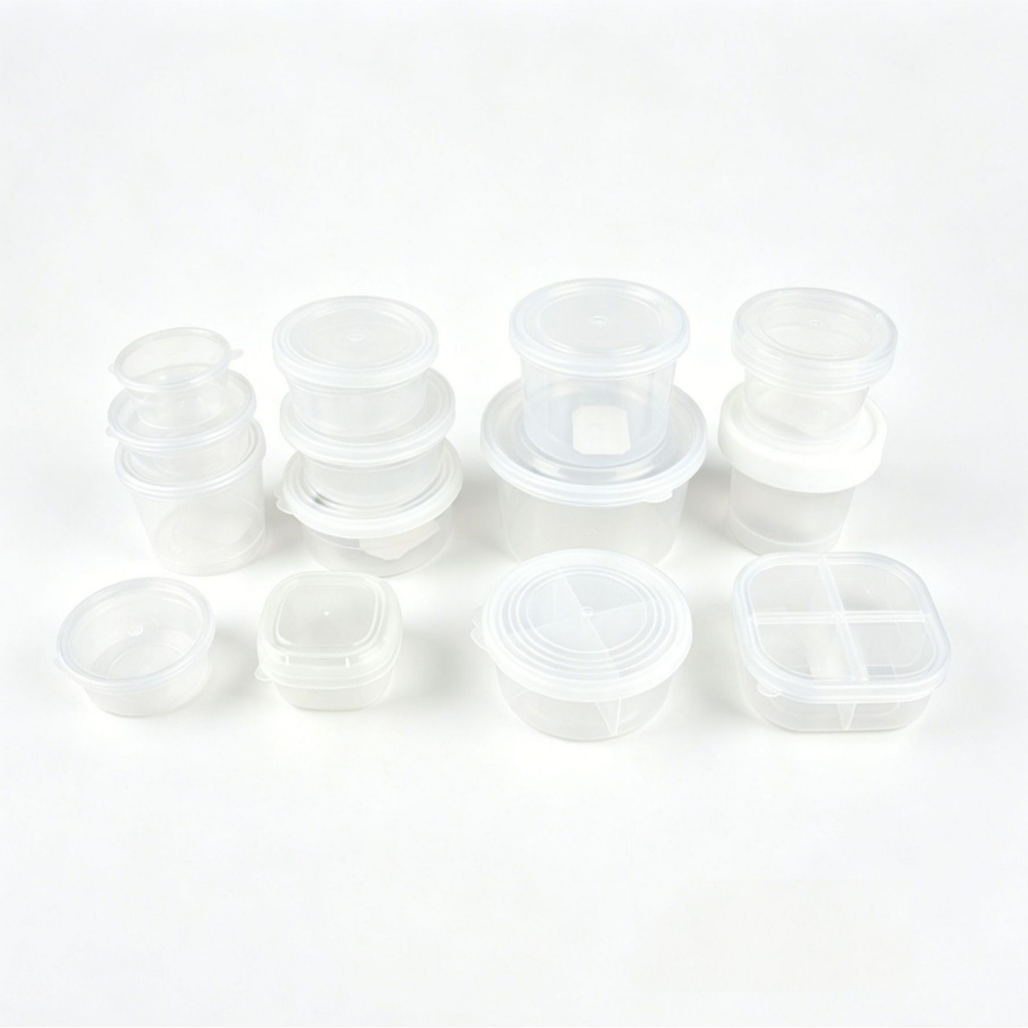 Caja redonda de plástico PP Slim blister spinning Cup postre salsa almacenamiento caja de joyería Little Slim spinning Box