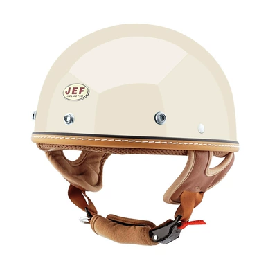 Taiwan JEF Helmet Retro Half Helmet Motorcycle Locomotive Electric Lightweight 3C Certified Helmet for Summer Men and Women (Motosiklet kaskı (dəbilqə)) - ivory-white-m