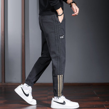 外贸尾货清仓捡漏休闲运动裤男潮牌宽松大码束脚收口三杠工装裤子